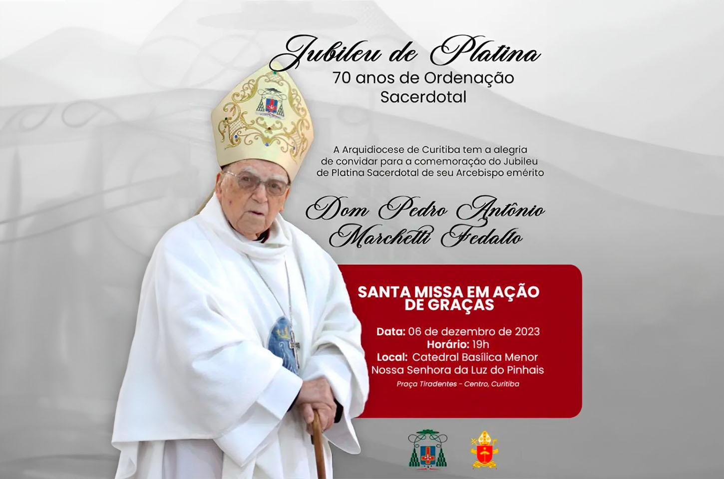 O Campolarguense Dom Pedro Fedalto, Arcebispo Emérito de Curitiba, celebra 70 anos de sacerdócio